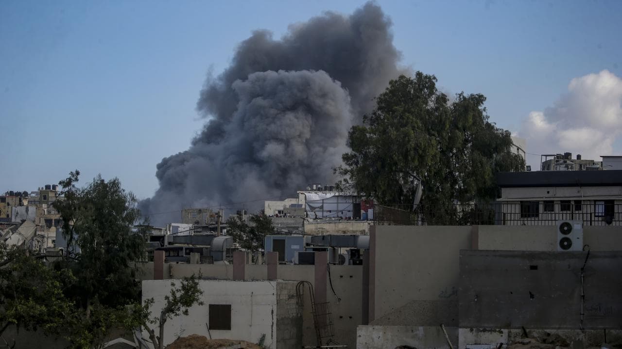 rises following an Israeli air strike in Gaza City
