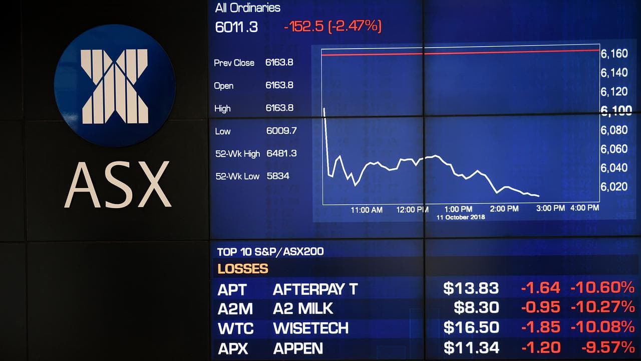 Stock prices are seen at the Australian Securites Exchange