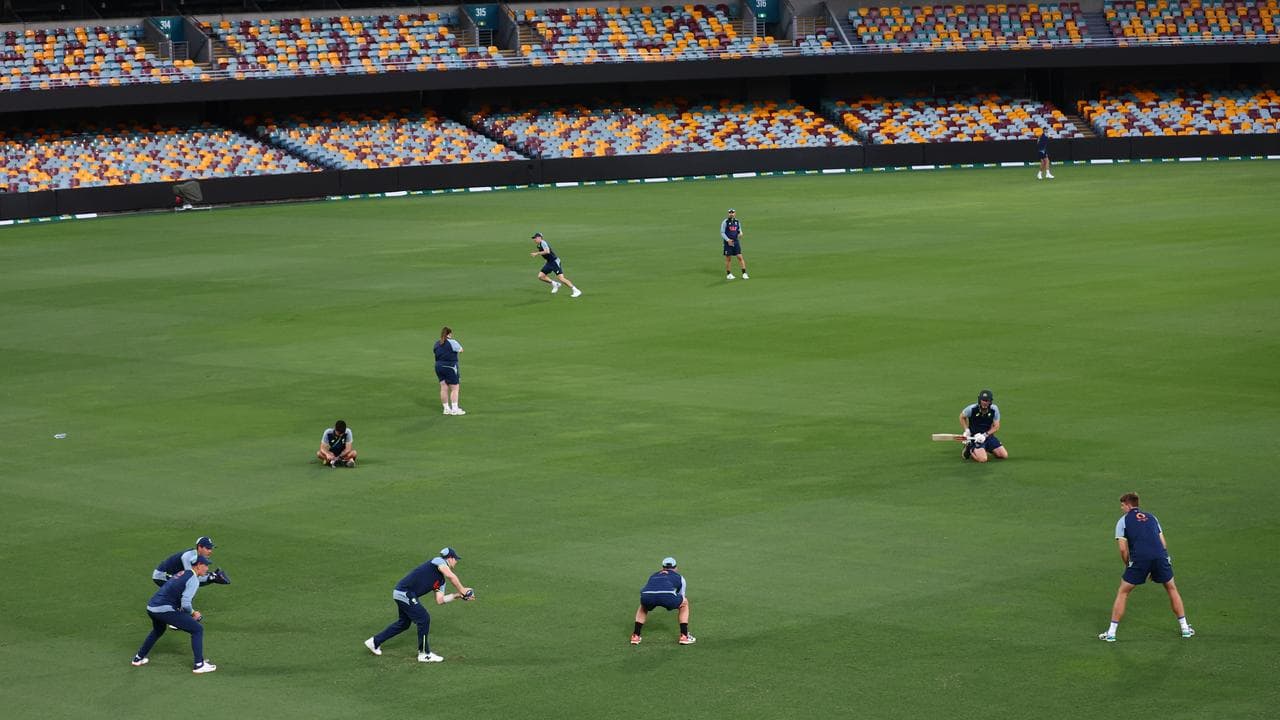 Australian players sweat it out during a training session