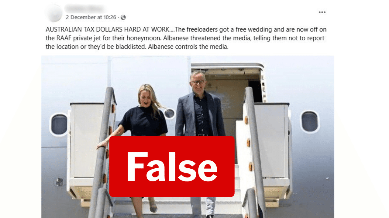 A false claim on Facebook regarding the prime minister's wedding