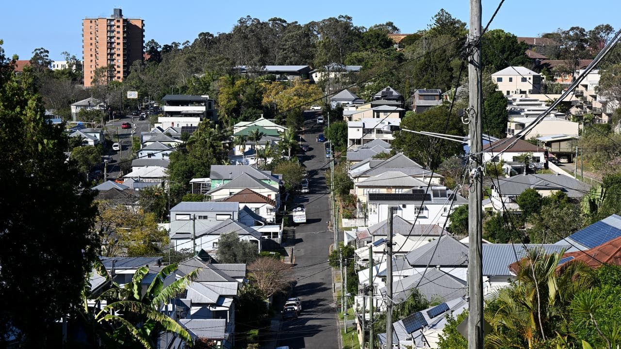Homes are seen in the suburb of Kelvin Grove
