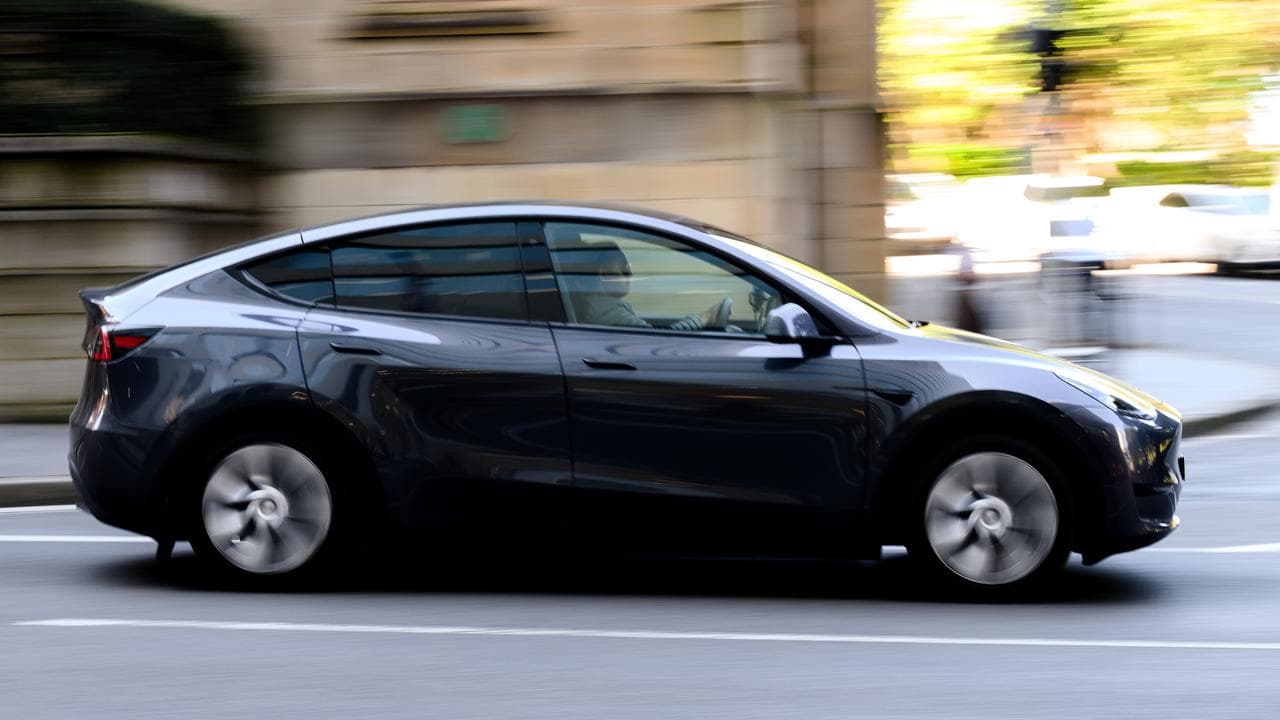 A Tesla electric vehicle is seen on the streets in Sydney