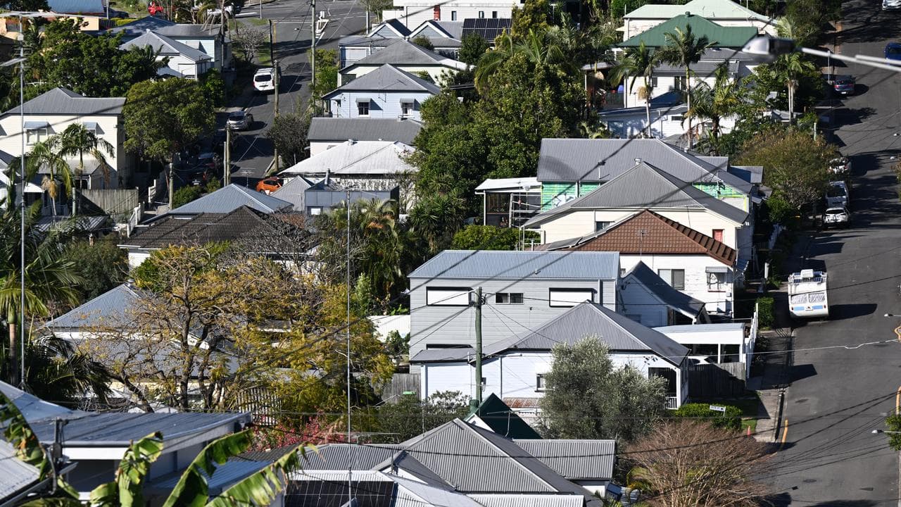 Homes are seen in the suburb of Kelvin Grove in Brisbane