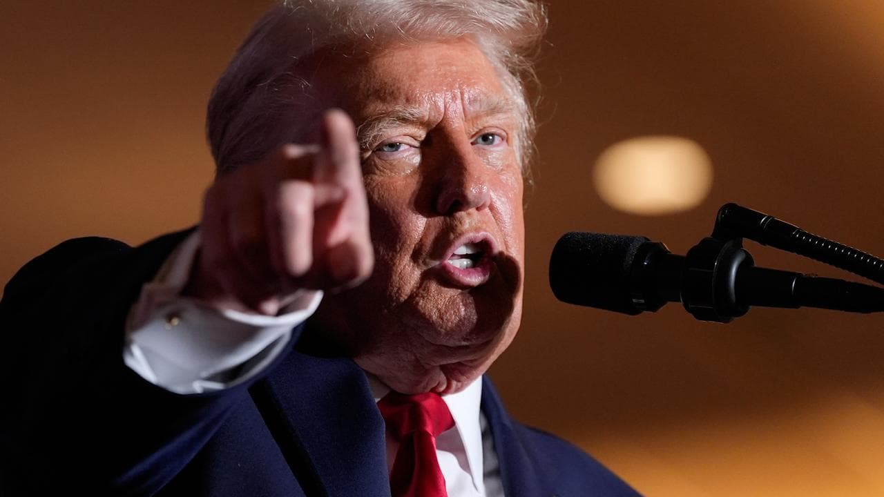 US President Donald Trump speaks at a rally