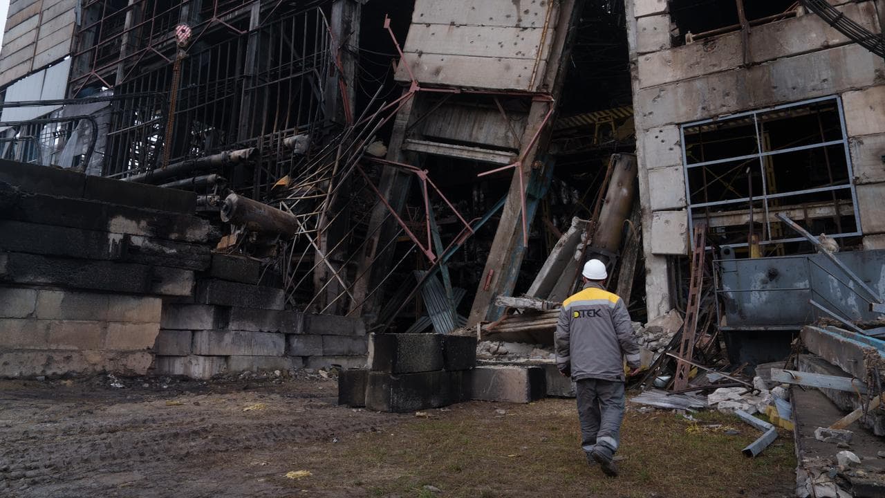 Damage after a Russian missile attack at DTEK's power plant in Ukraine