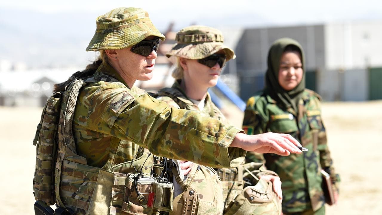Australian Defence Force members train cadets of the Afghan army. 