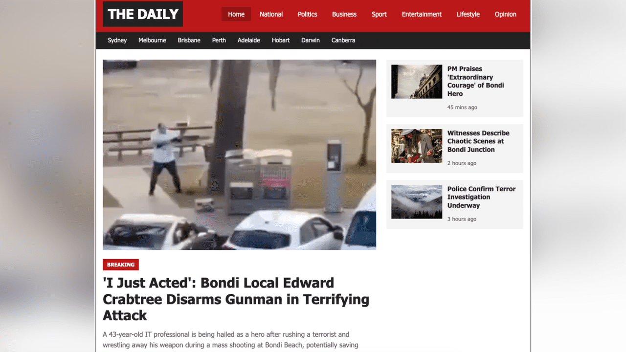 A screenshot of The Daily website.