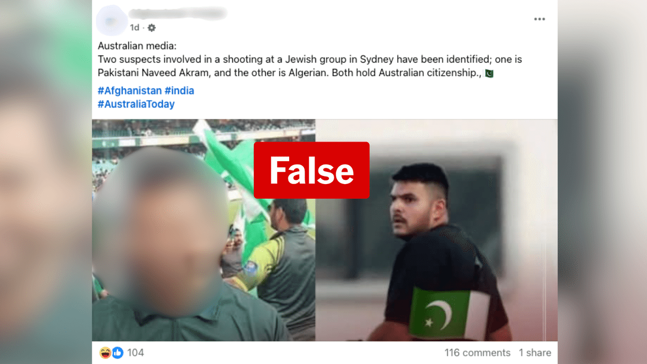 A Facebook post that wrongly identifies one of the Bondi shooters