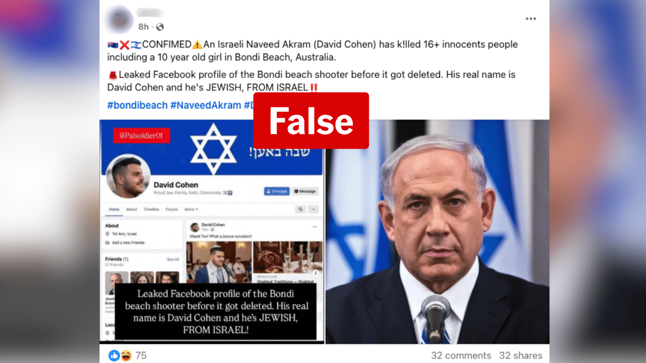 A Facebook post that wrongly identifies one of the Bondi shooters