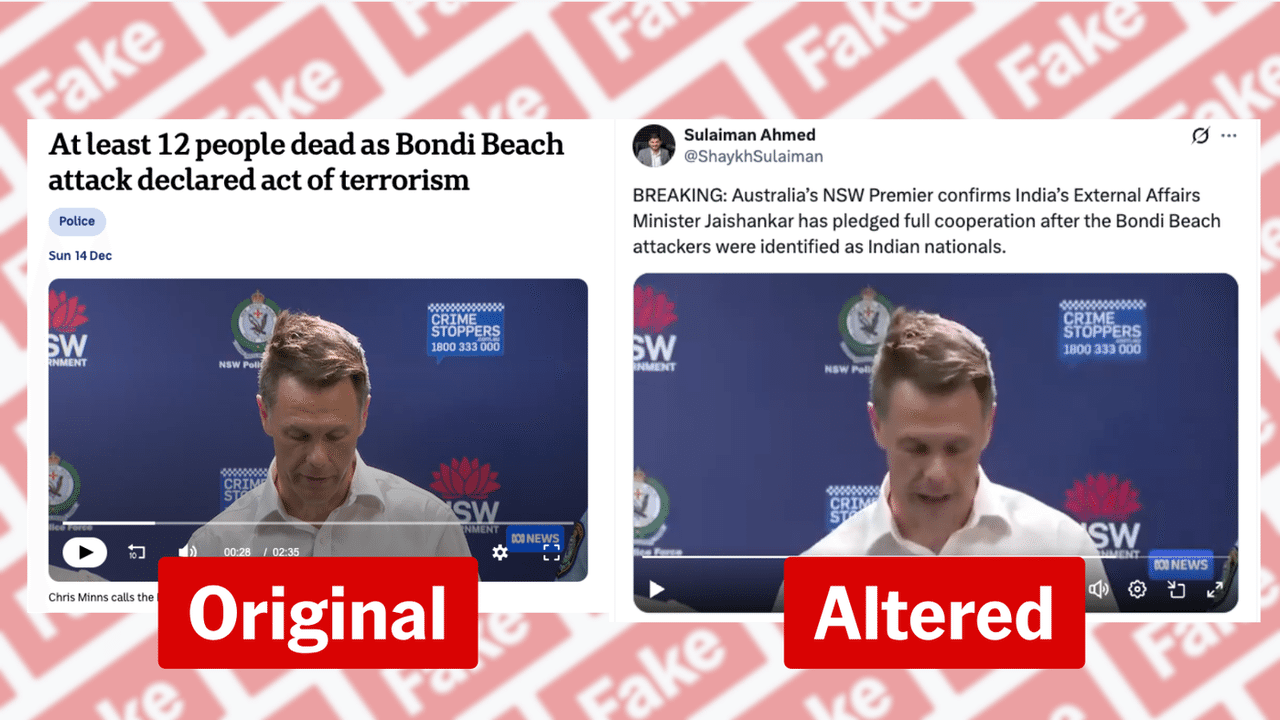 A screenshot of an ABC News video along with an X post.