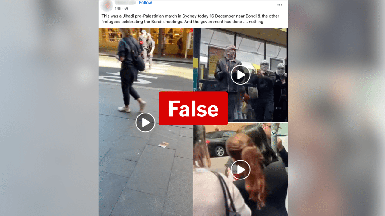 A post claiming there was a protest after the Bondi attack