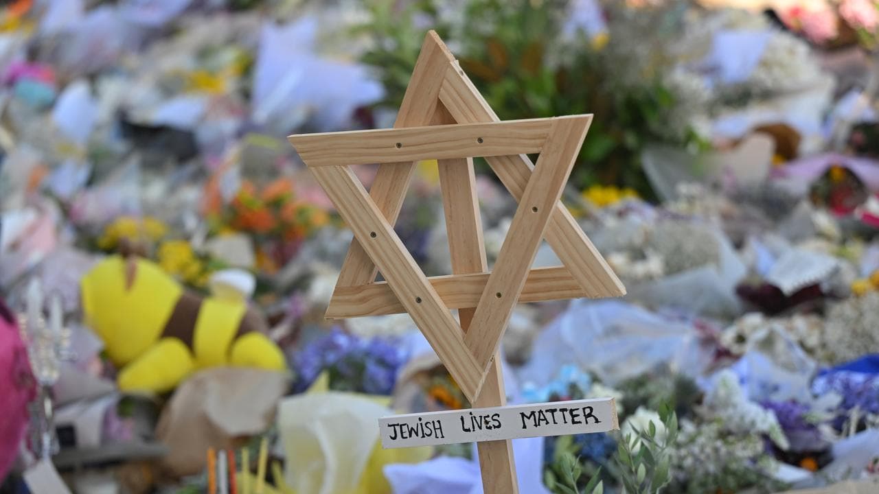A Star of David at a memorial at Bondi