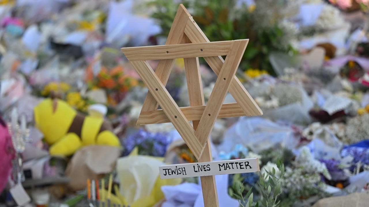 A Star of David is seen at a the Bondi memorial