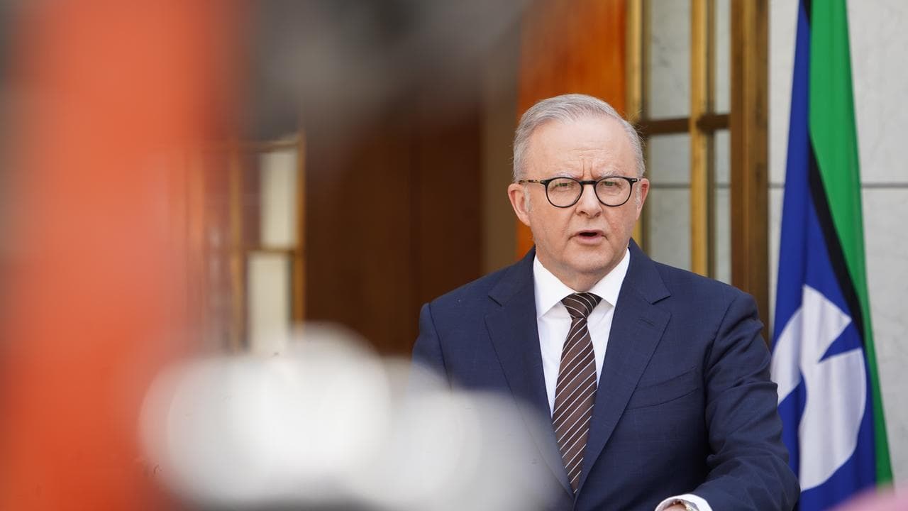 Prime Minister Anthony Albanese speaks to media