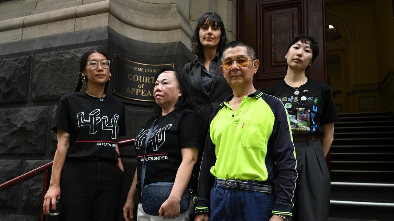 Members of the 44 Flats United group and Louisa Bassini