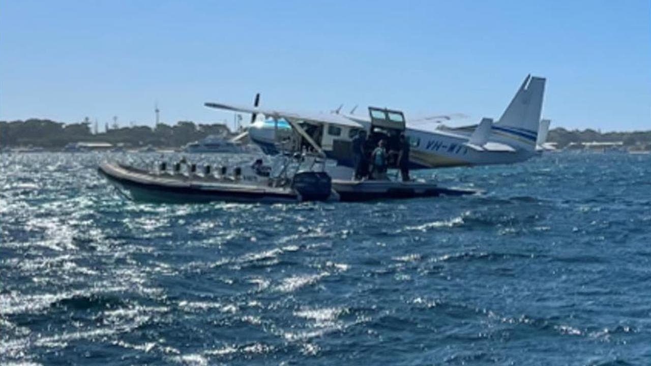 The seaplane at a pontoon before take-off