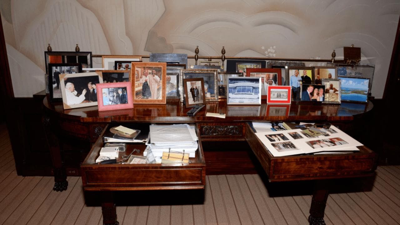 Desk and photo from Jeffrey Epstein's home
