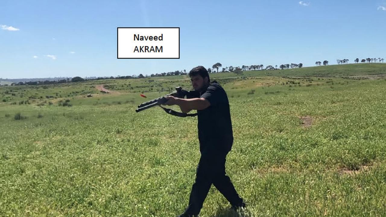 Naveed Akram shooting a gun in countryside