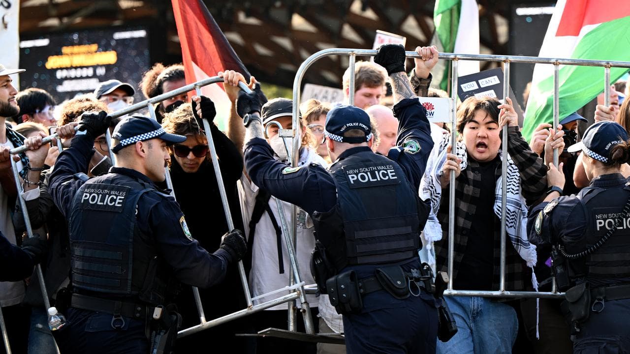 Protesters and police clash