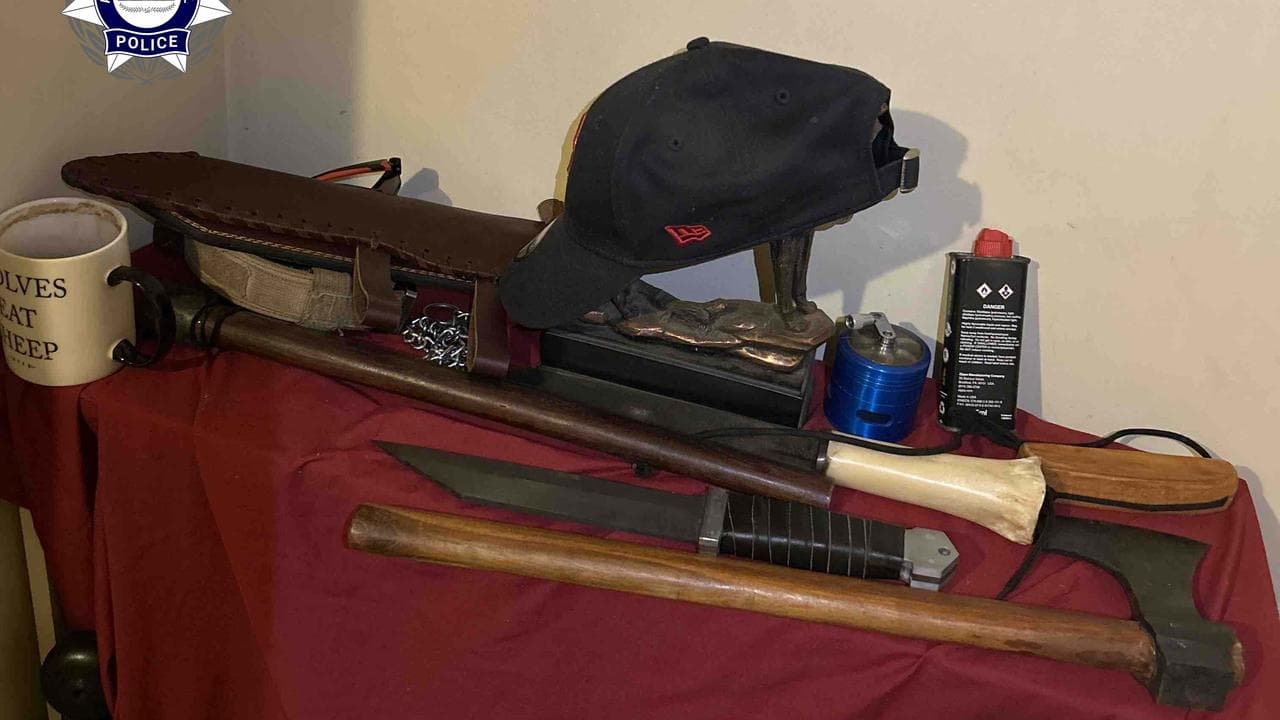 Weapons including some with Nazi symbols a