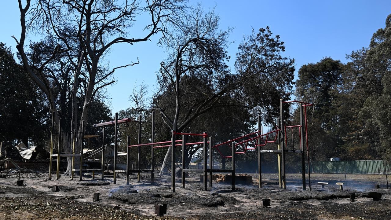 The remains of the Ruffy Community centre and playground