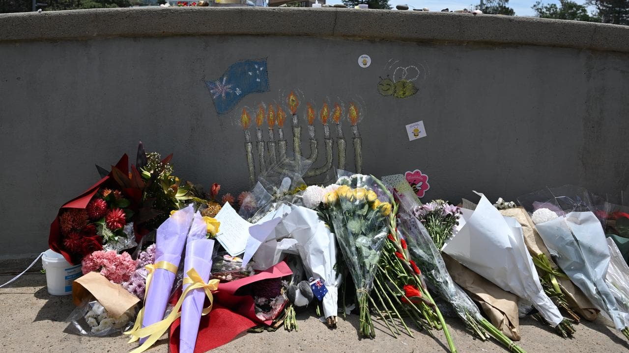 Floral tributes for the Bondi victims (file image)