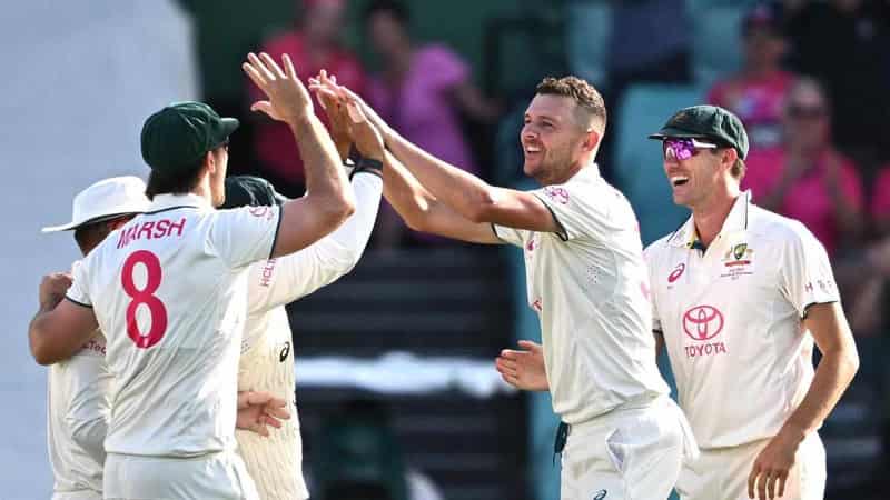 Hazlewood triple-wicket maiden puts Australia on a roll