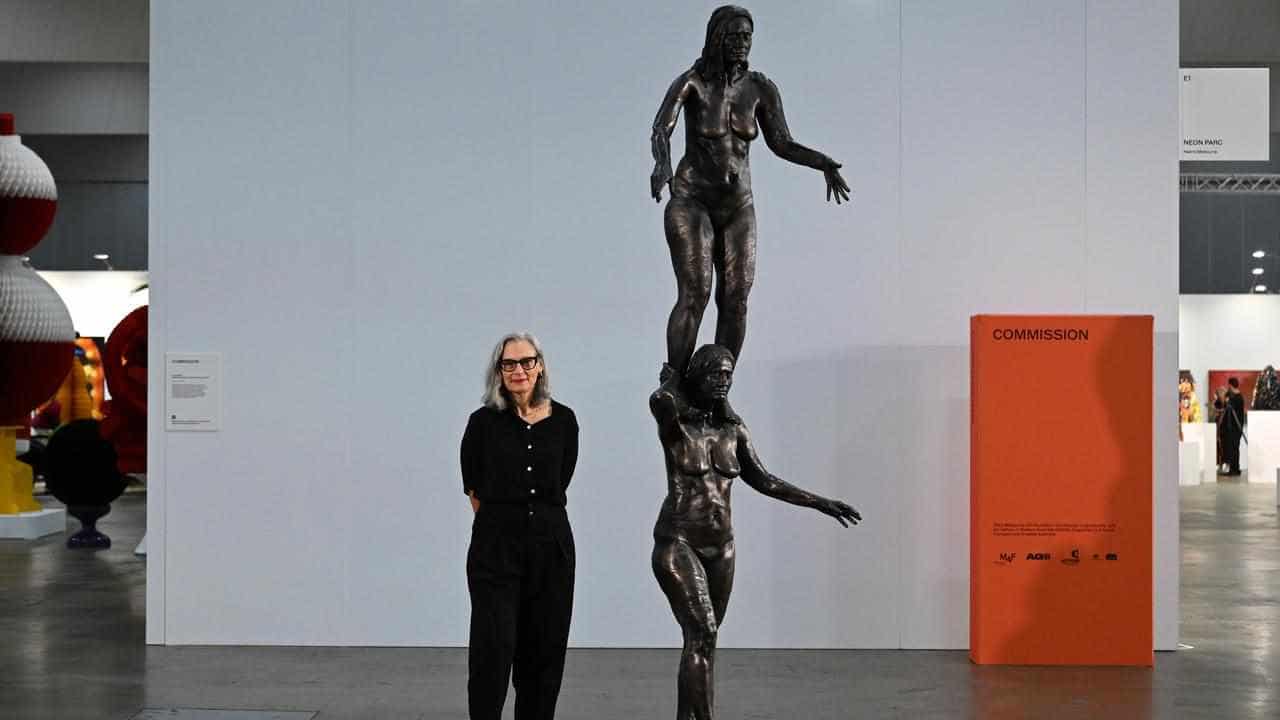 Balancing bronze unveiled at contemporary art showcase