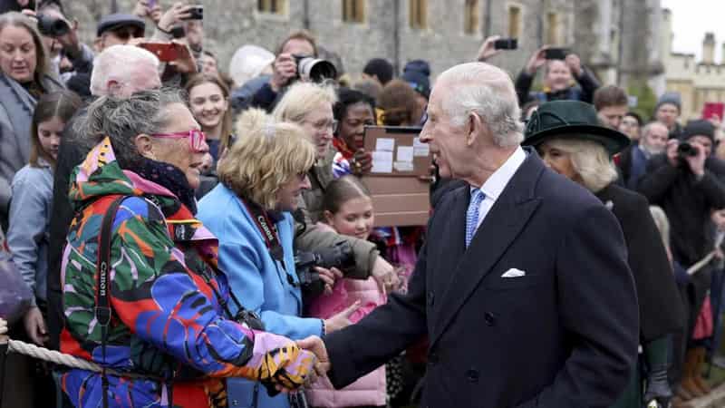 King Charles greets well-wishers after Easter service