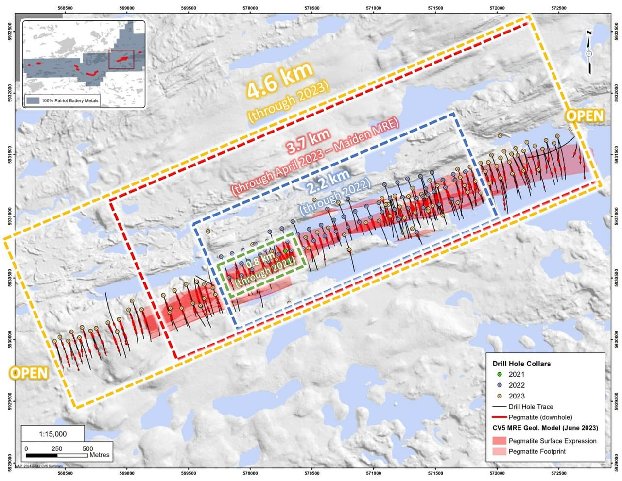 Final 2023 Drill Hole Results for CV5 at Corvette including 133.9 m at 1.21% Li2O and Extending Strike to 4.6 km