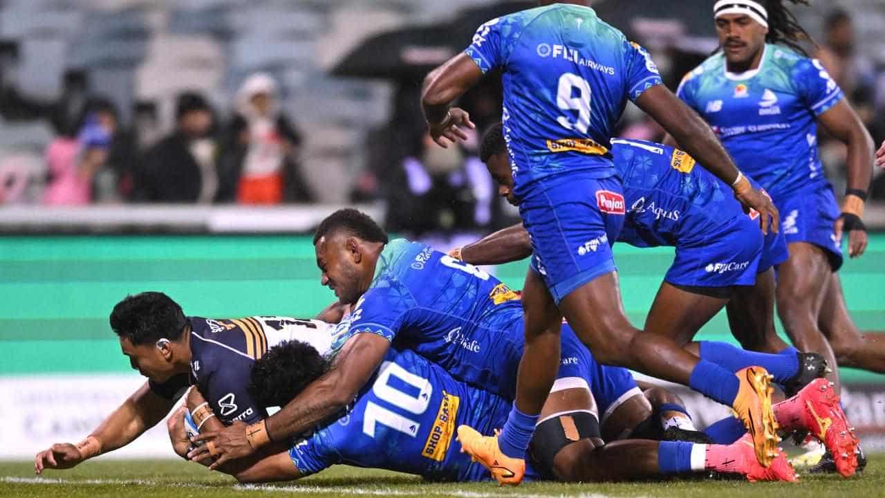 Ikitau brace helps Brumbies to win over surging Drua