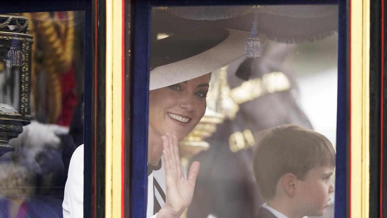 Kate waves to crowds at Trooping the Colour parade