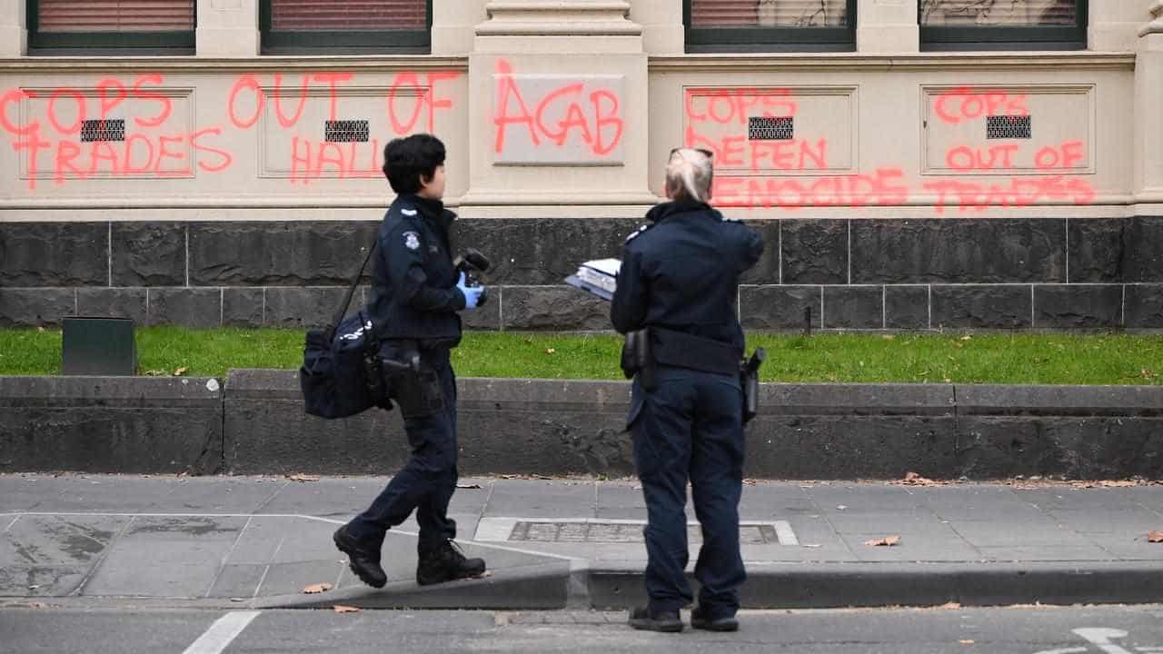 Trades Hall vandals slammed for 'performative stunt'