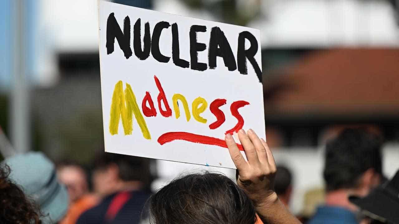 'Duttonheimer': Qld protesters lash LNP's nuclear plan