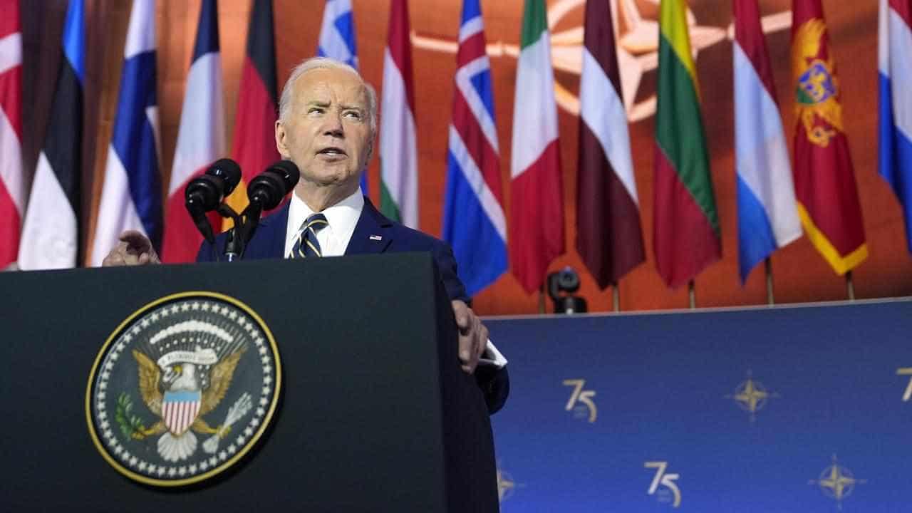 Ukraine will stop Putin, forceful Biden tells NATO