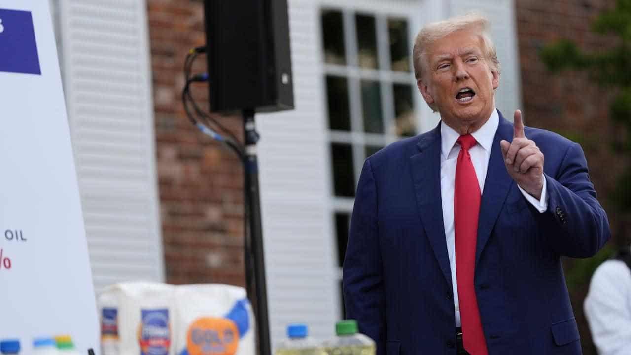 Trump slams Harris' record at rambling press conference