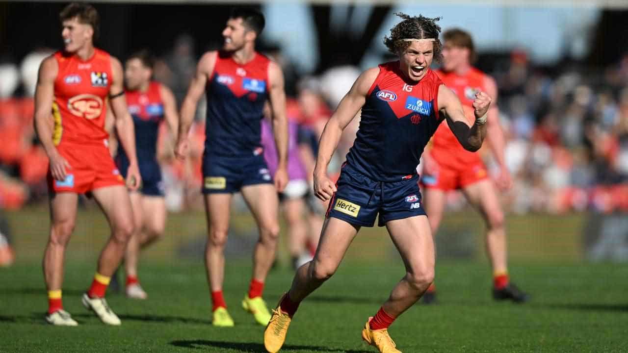 Demons end horror week with big AFL win over Suns