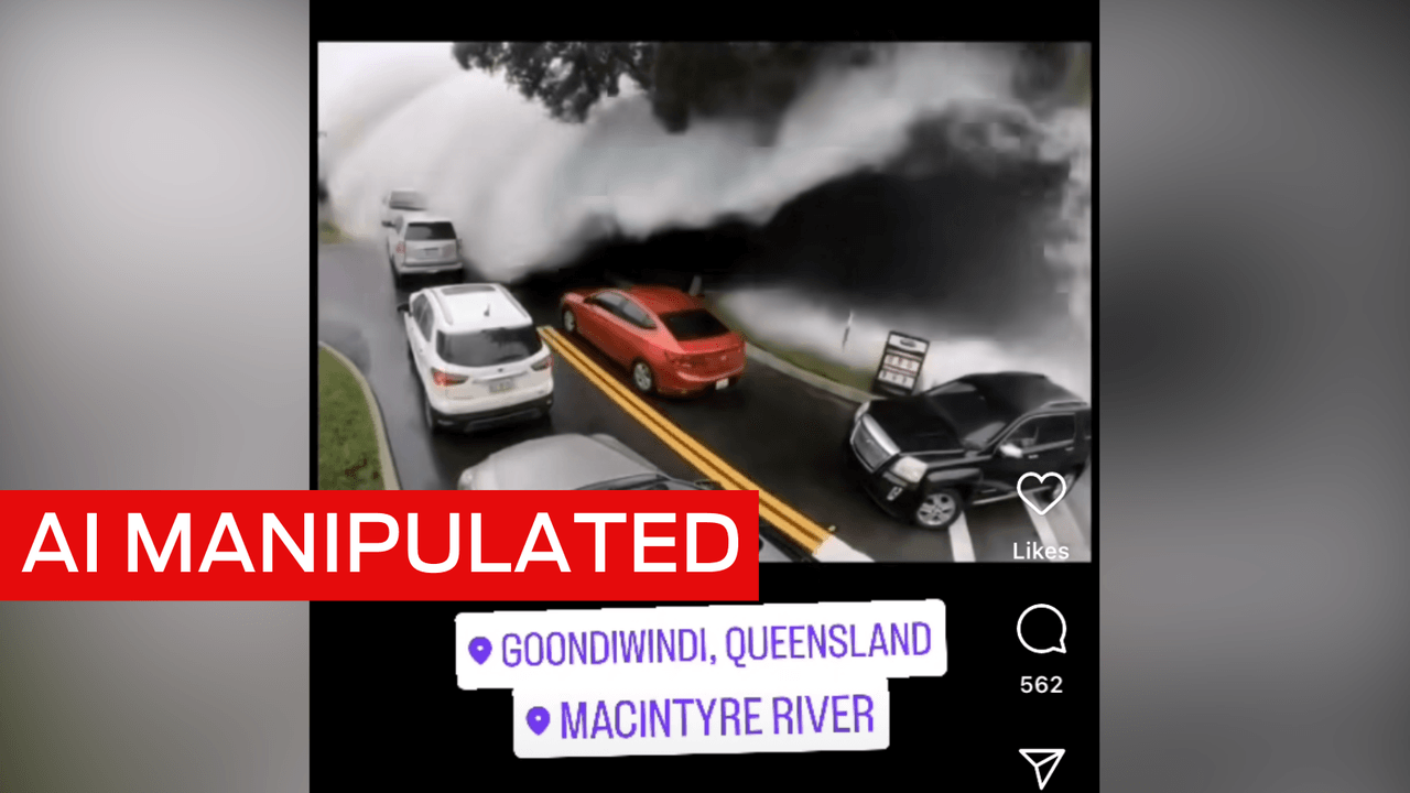 Viral video is not a Qld flood, but AI created from a US photo