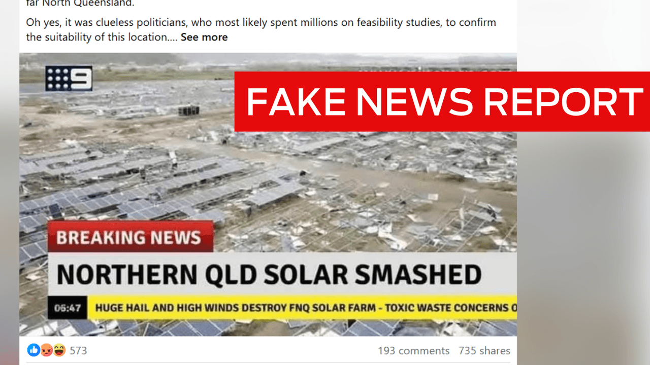 No, Queensland solar farm not 'smashed' by wild weather