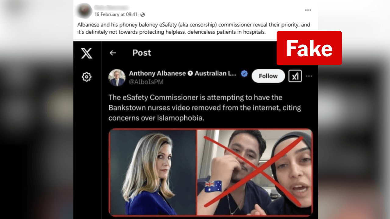 No, PM did not say eSafety commissioner is trying to remove video of Sydney nurses