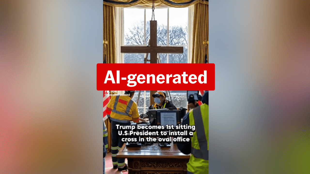 No, Donald Trump hasn't put a massive cross in the Oval Office