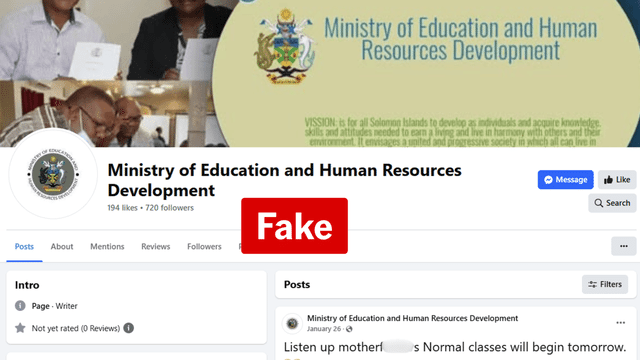 Claim Solomon Islands govt will expose exam cheats is fake
