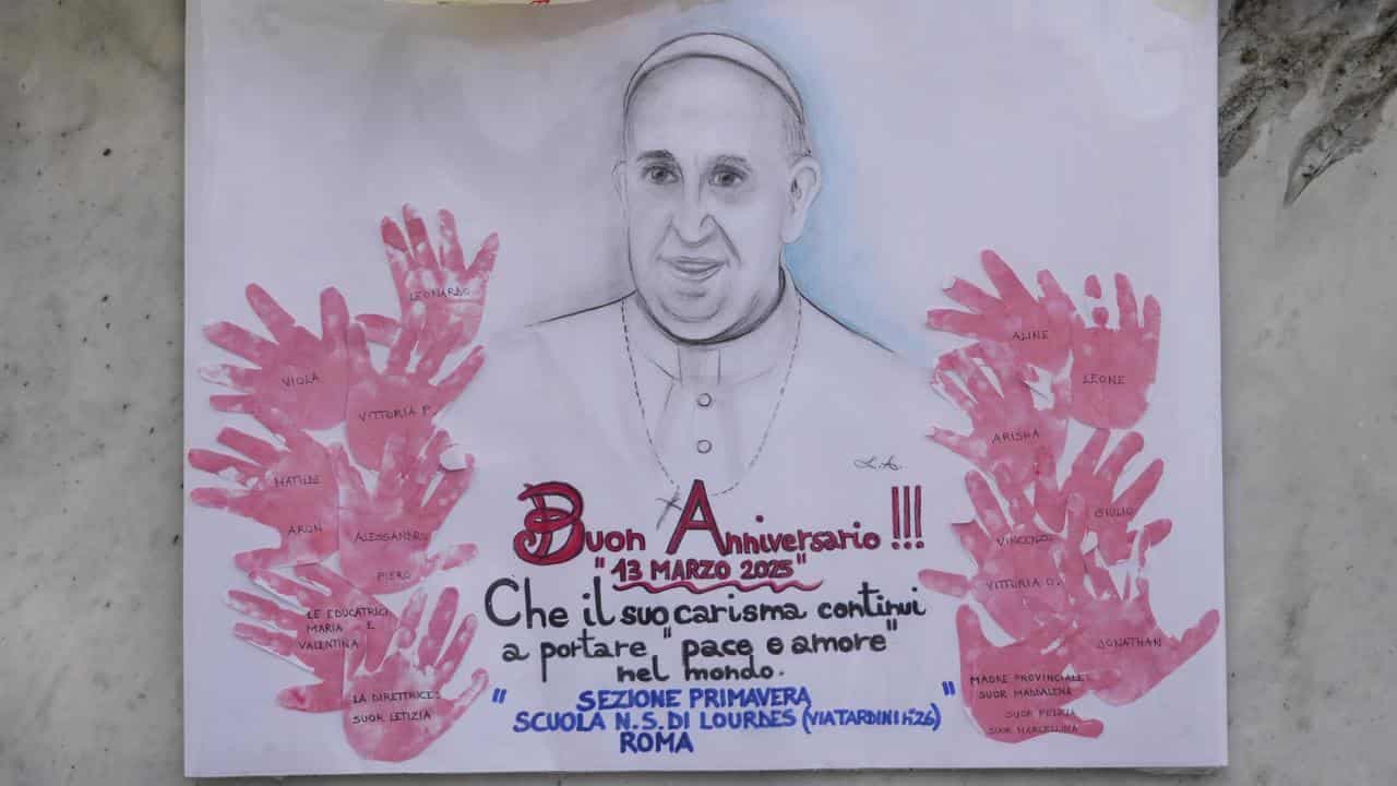 Pope marks papal anniversary with cake in hospital