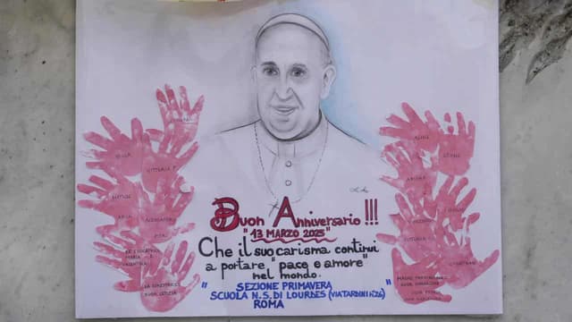 Pope marks papal anniversary with cake in hospital