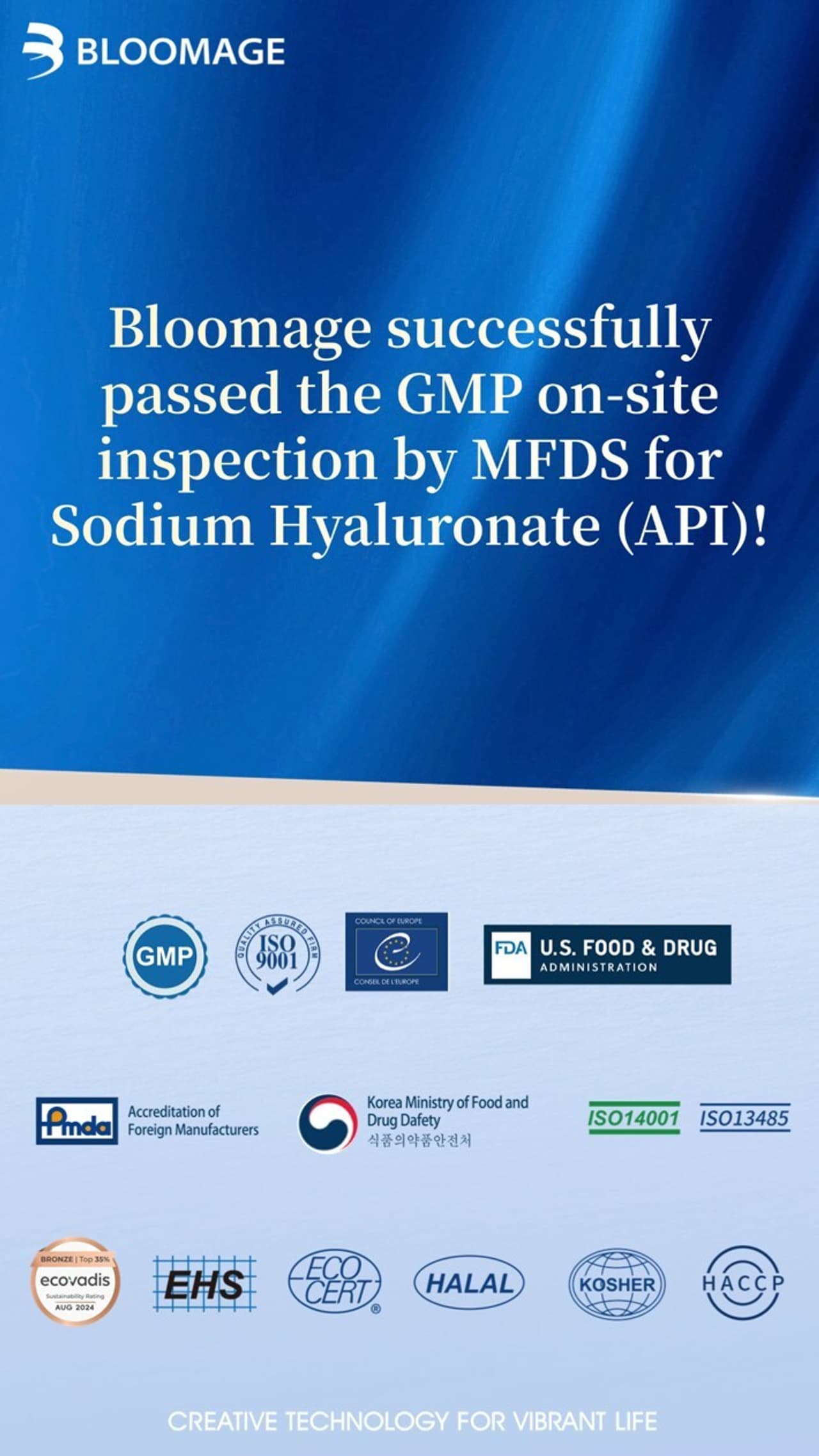 Bloomage Passes GMP Audit by South Korea's MFDS, Strengthening its Global Quality Assurance