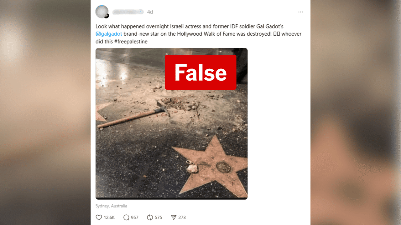 No, Gal Gadot's Hollywood star has not been vandalised