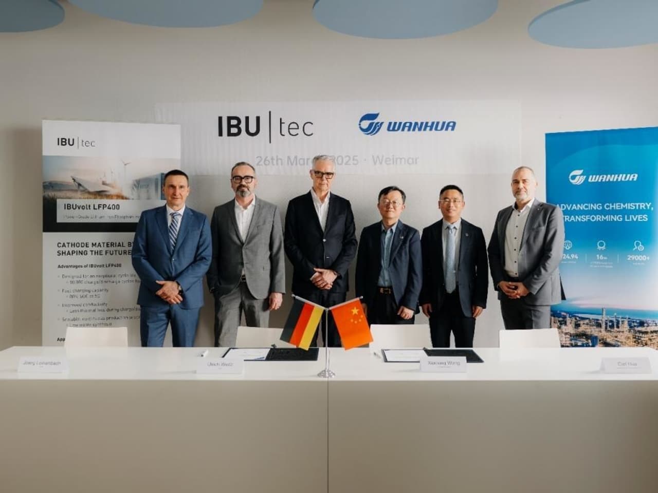 Wanhua Chmeical and IBU-tec signed a Joint Development Agreement for the development of a European LFP battery material, creating the basis for a European value chain in the battery sector