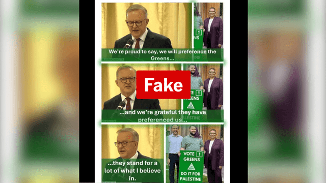 Fake Albanese quotes about Greens election preferences spread online