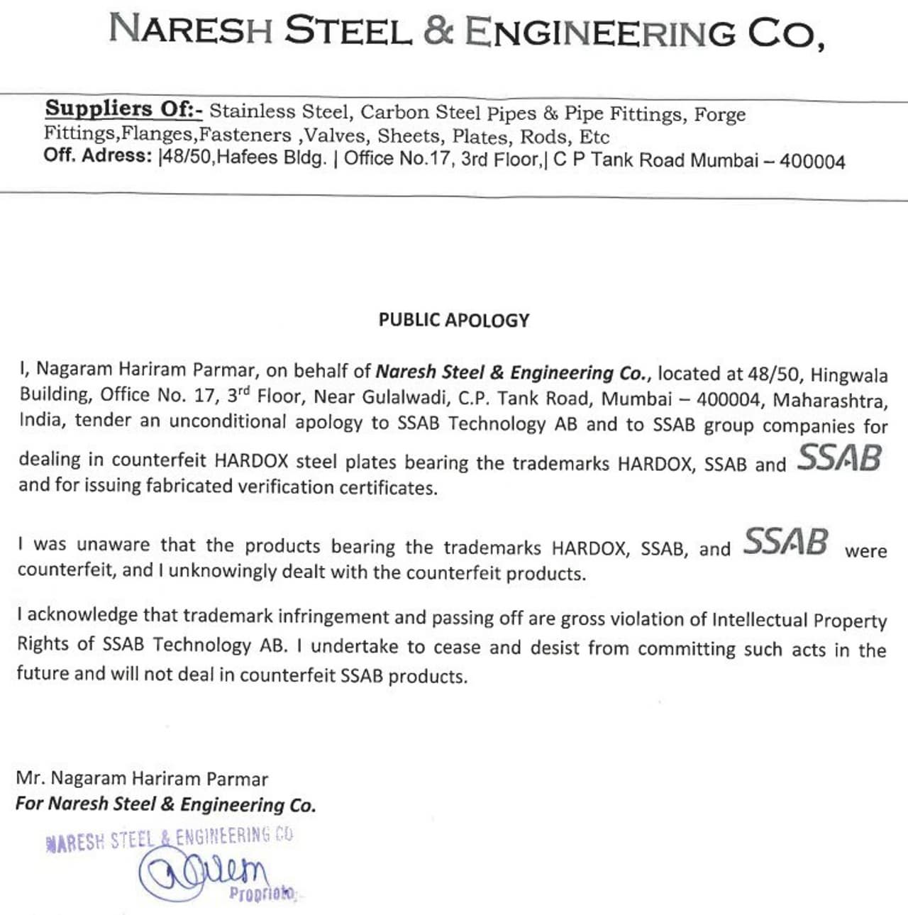 Steelmaker SSAB, the manufacturer of Hardox® wear plate, cracks down on counterfeit goods