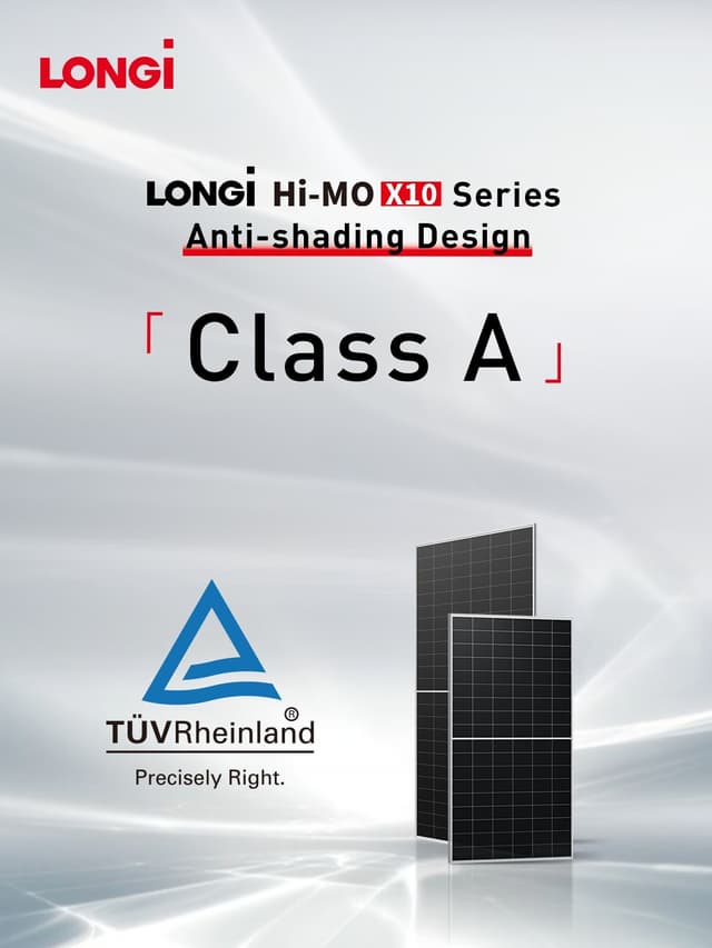 Hi-MO X10 Awarded Class A Certification for Shadow Resistance by TÜV Rheinland